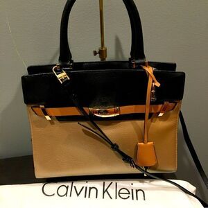 Calvin Klein Black and Tan Satchel